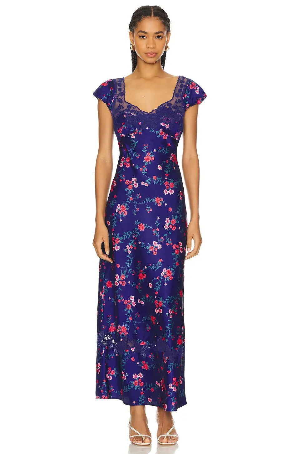 Luxurious Silk Satin Long Dress Elegant Puff Sleeve Polka Dot Floral Gown Sexy Open Back Midi Dresses for Evening Cocktail
