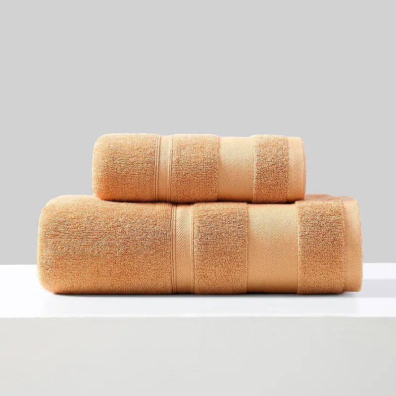 Battilo Cotton Bath Towel Soft Absorbent Face Hand Towels Luxury Hotel Spa Bathroom Towel Solid Beach Towel 2Pcs Bath Towel Set