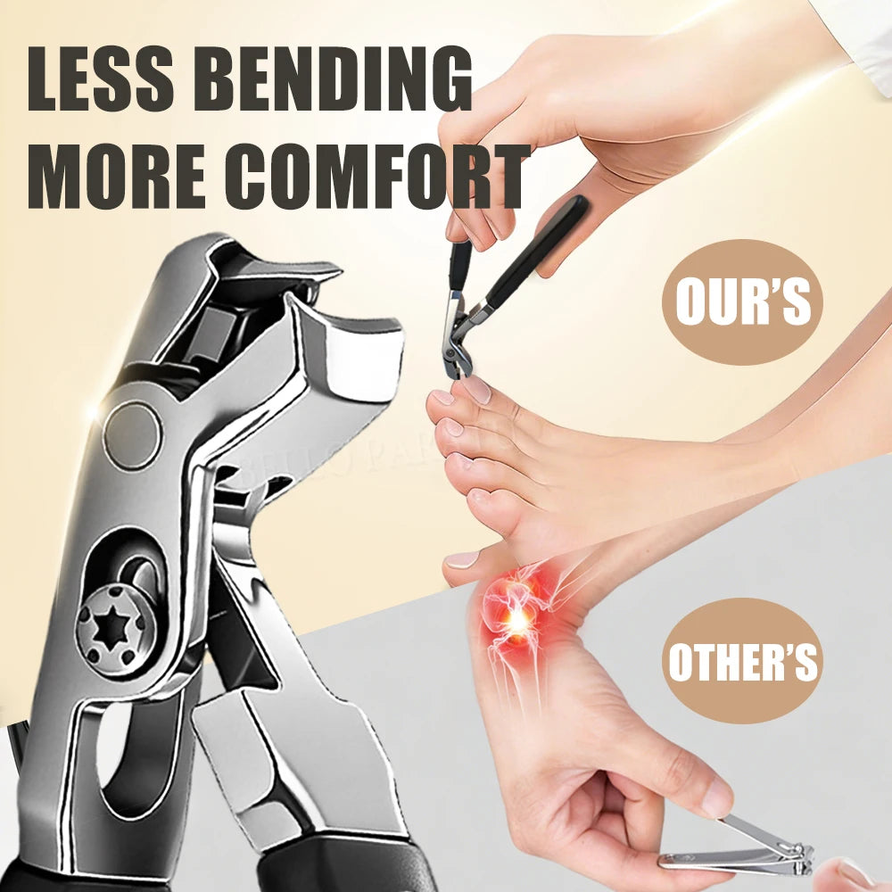Nail Clipper with Catcher Angled Head Toe Nail Clippers Thick Nails Wide Jaw Opening Toenail Fingernail Clipper