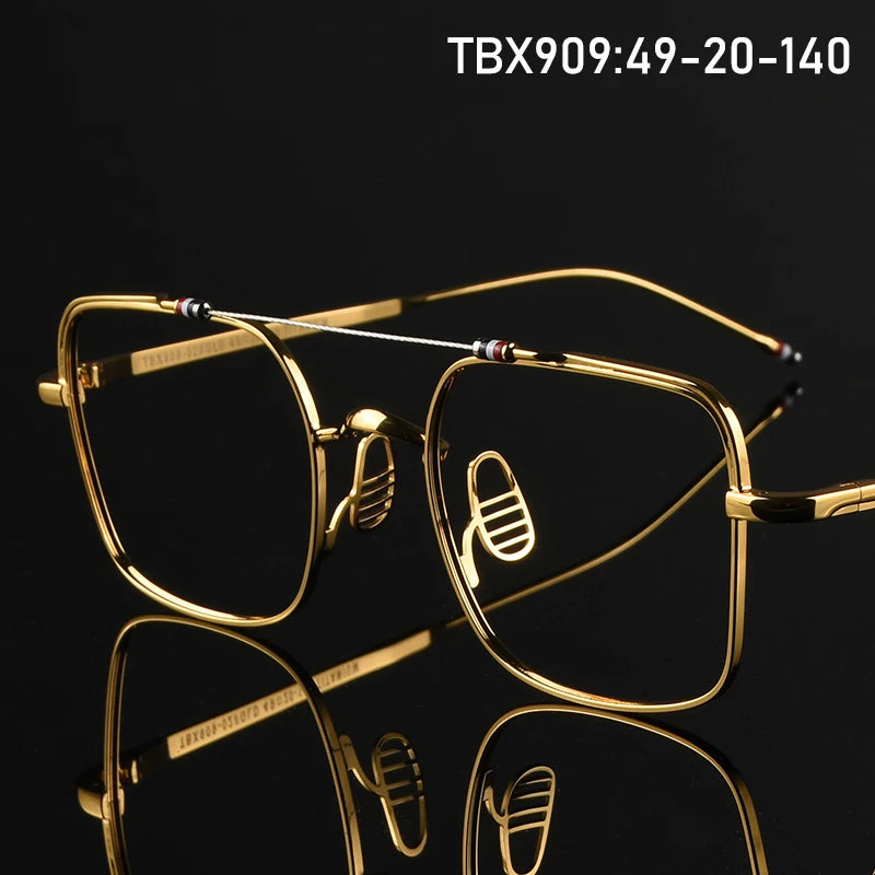 Double-beam Square Spectacle Frame TB909 Pilot Women's Glasses Frames Pure Titanium Eyeglass Frames Men's Glasses Frames Fashion