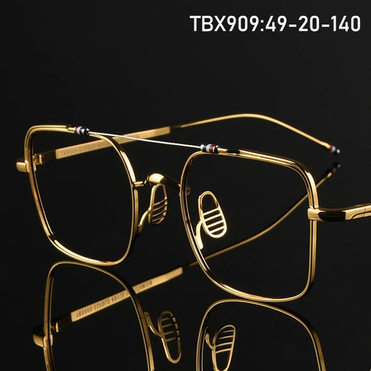 Double-beam Square Spectacle Frame TB909 Pilot Women's Glasses Frames Pure Titanium Eyeglass Frames Men's Glasses Frames Fashion