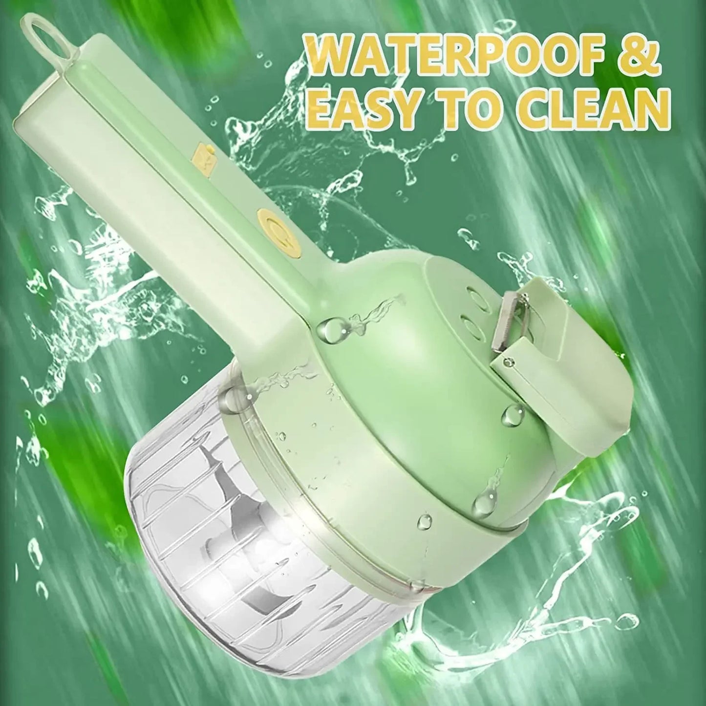 4in1 Wireless Electric Food Chopper Set Handheld Meat Grinder Garlic Masher Vegetable Cutter Rechargeable Stainless Steel Blades