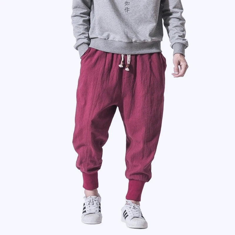 FGKKS Men Casual Pants Fashion Plus Size Harem Pant Loose Style Cotton Pants Male Solid Trousers