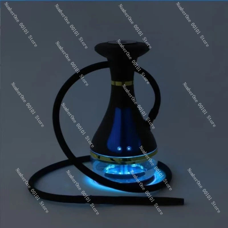 Rechargeable Electronic Hookah Set with LED Light, Portable Smokeless Shisha Machine for Home Party Bar Club, USB Electric Hooka