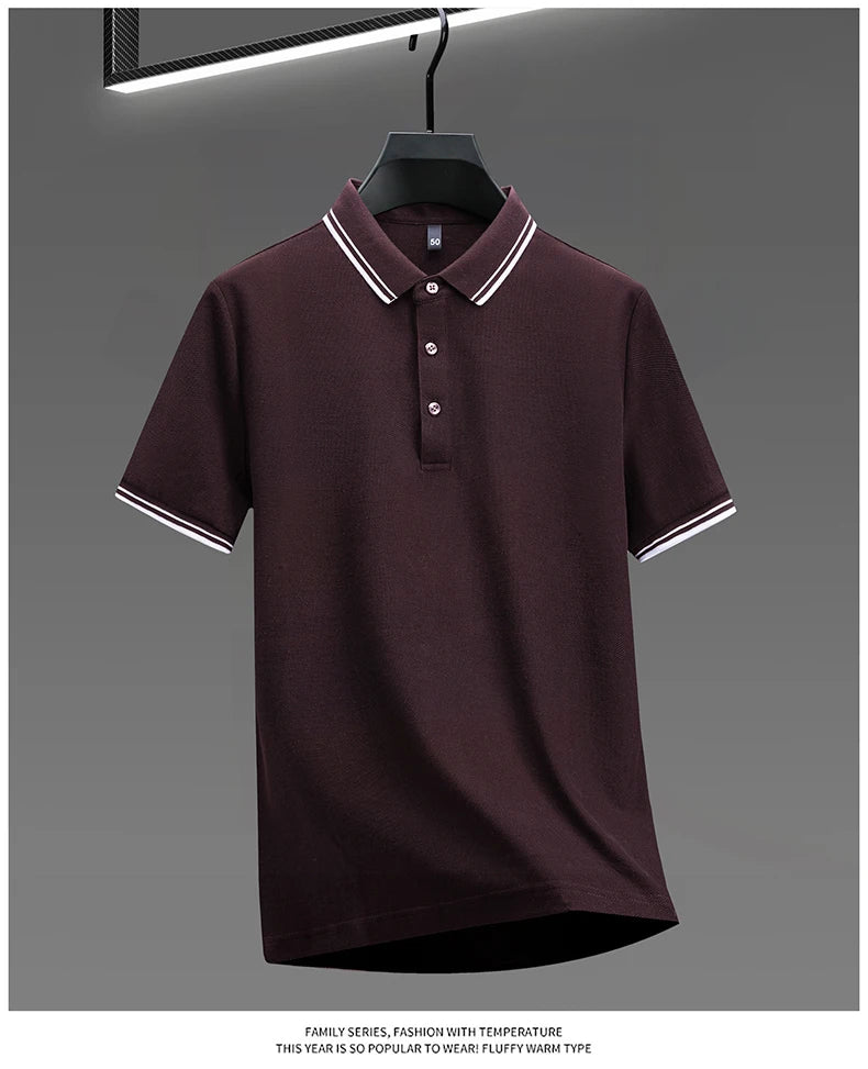 100% pure cotton men's polo shirt summer fashion casual short sleeved comfortable luxury new simple solid color lapel T-shirt