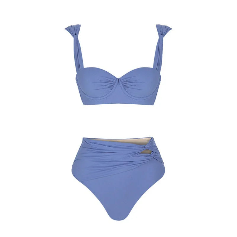 One-Piece Swimsuit and Skirt Blue Swimwear Bikini Female Vocation Bathing Suit Beachwear Beach Dress Sarong