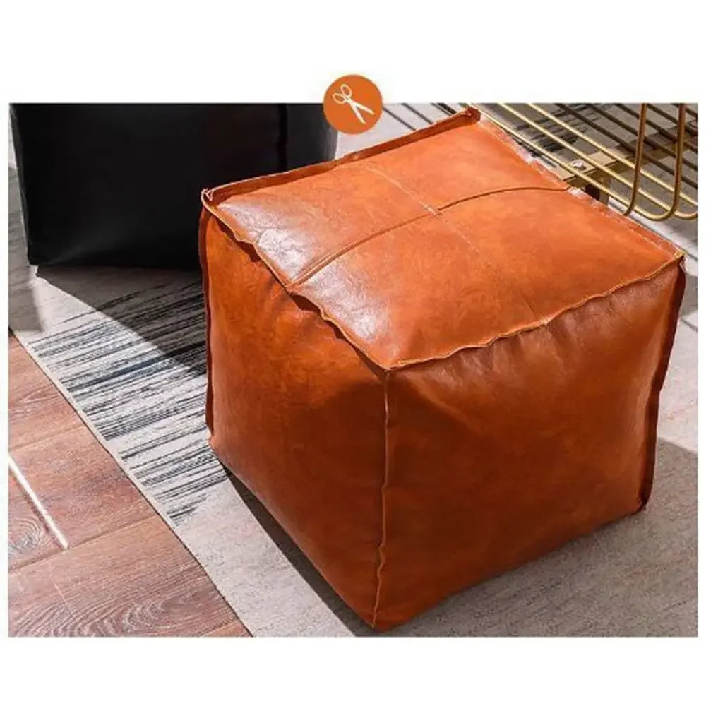 Foot Rest Non-Slip Storage Stool Waterproof Large Capacity PU Leather Ottoman Stackable Square Leather Pouf Tatami 발받침대 스툴