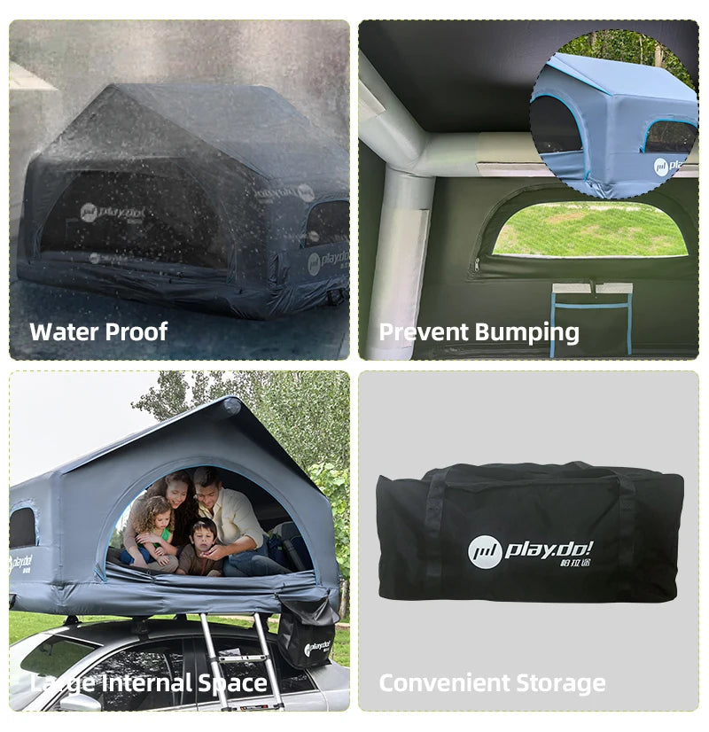 Inflatable Rooftop Tent Car Roof Tent Glamping Outdoor Tents Versatile Shell Wing Large Internal Lightweight Waterproof Rooftop
