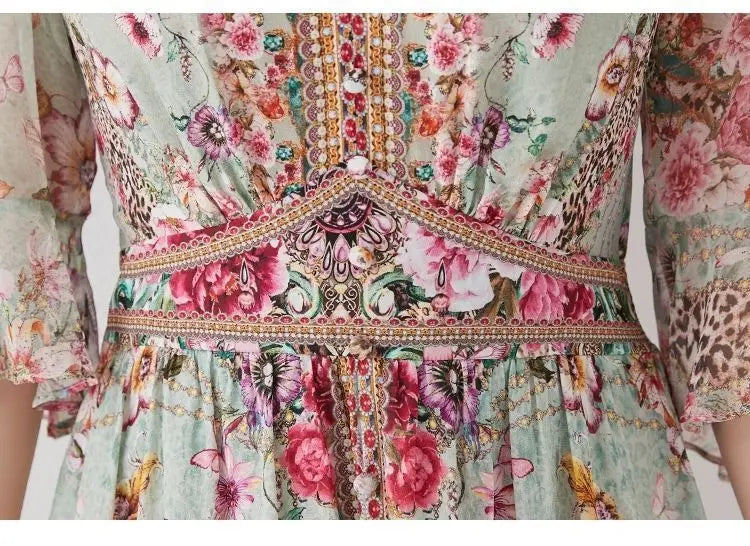 Green Silk Dress for Women in the Summer of 2026 Luxurious High-end Exquisite and Elegant Temperament Mulberry Silk Vacation WLF