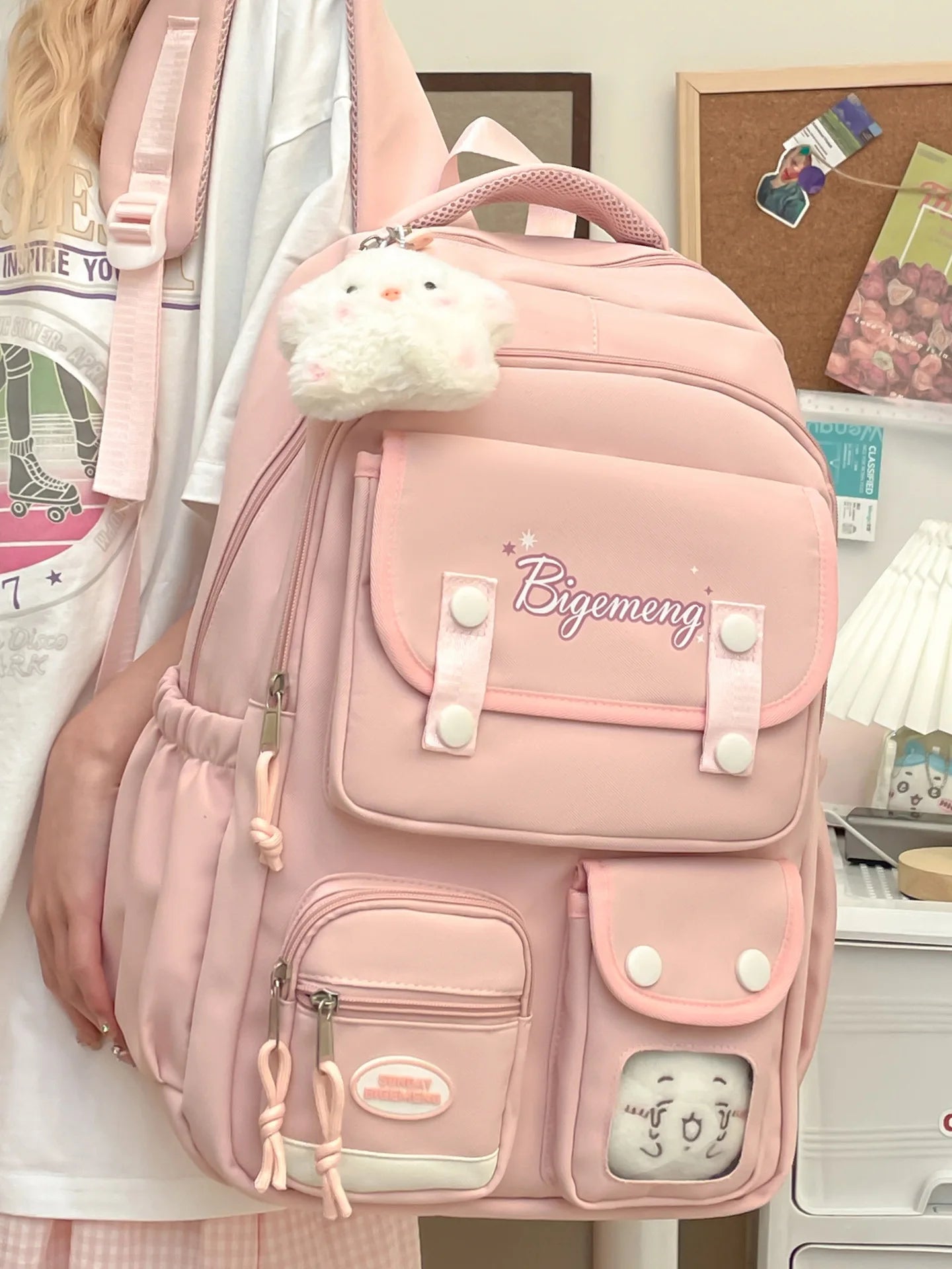 2025 cute student Backpack schoolbag For High School And Primary School Student Campus Versatile Backpack with doll