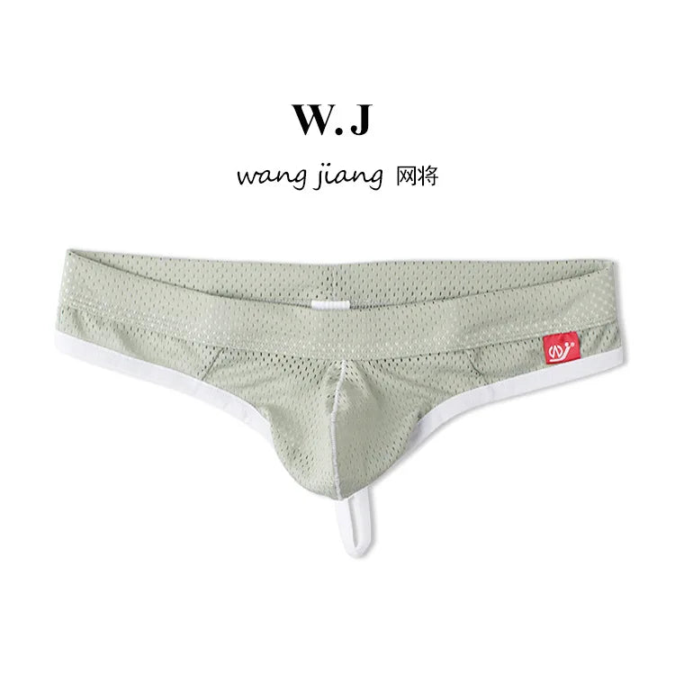 Men's Low Waist Thongs Breathable Nylon Mesh T Briefs Comfortable Underwear