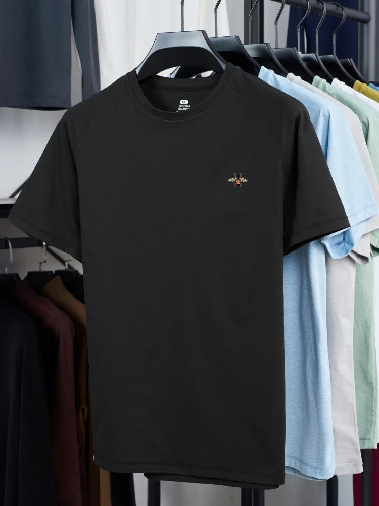 New Men's 100% Cotton Fashion Round Neck Short Sleeve T-shirt for Summer 2026, Business, Leisure, Comfortable and Breathable