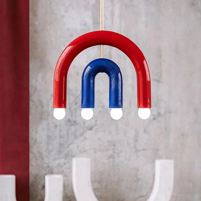 Colorful pendant lights Simple geometric linear pendant light fixture Hotel Restaurant suspension luminaire Bar hanging lights