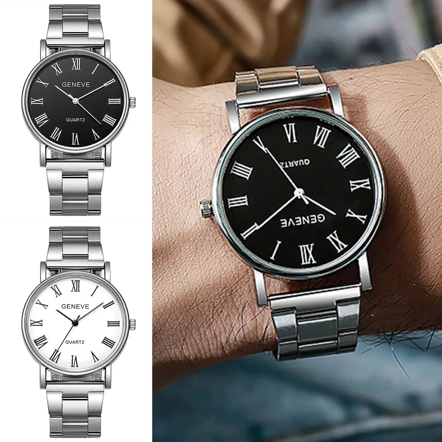 Men Watches Reloj Hombre Fashion Retro Casual Business Quartz Watch for Men Steel Band Roman Number Dial Wristwatches Montres