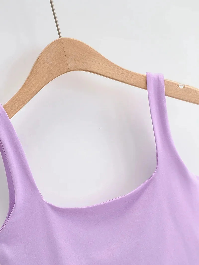 2025 Summer Women Sexy Sleeveless Tops Fashion Short Square Collar Tank Tops 6 Colors