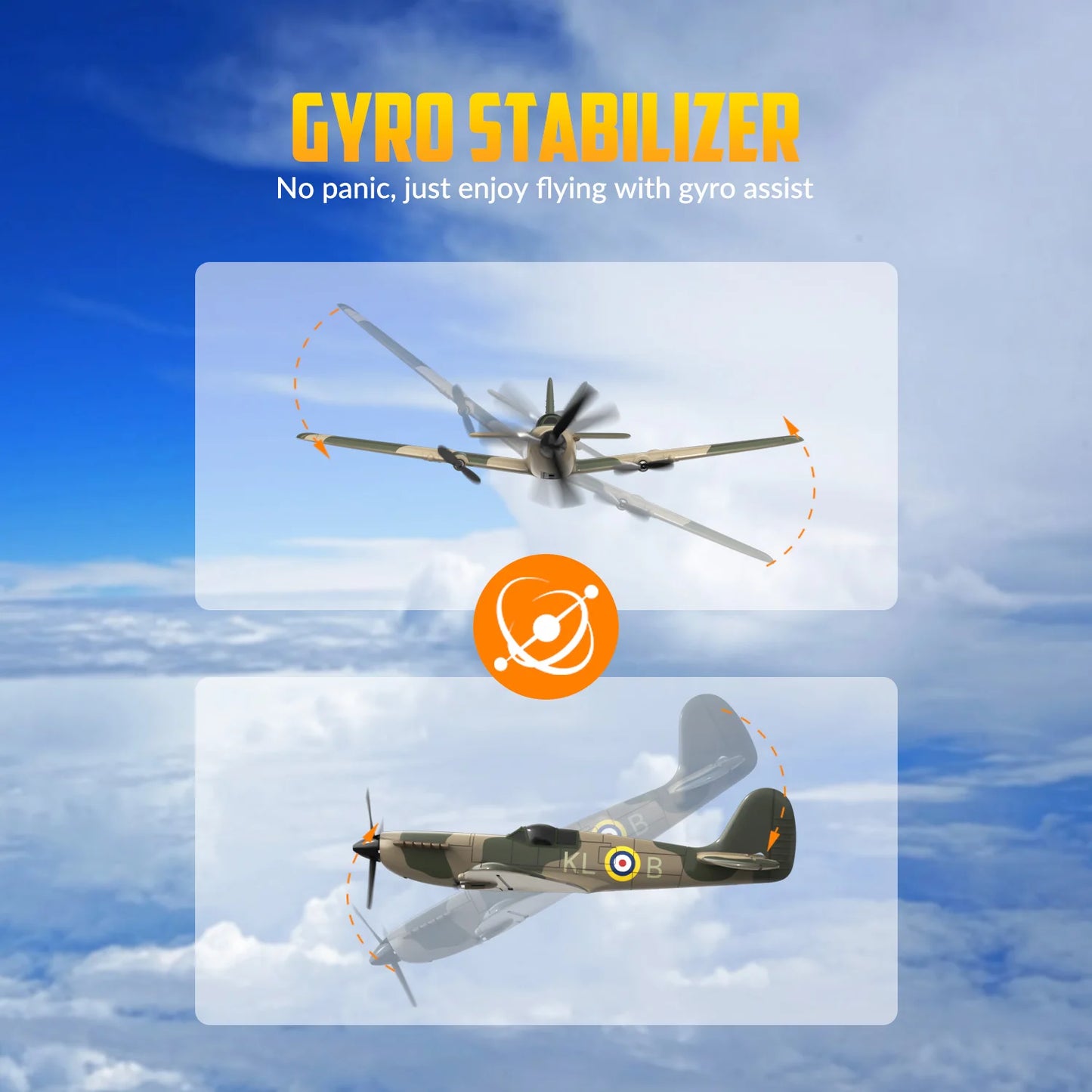Spitfire RC Plane 2.4G 3CH Gyro Stabilizer Fixed Wing EPP Foam 400MM Wingspan Airplane RTF Fighter for Boys Children