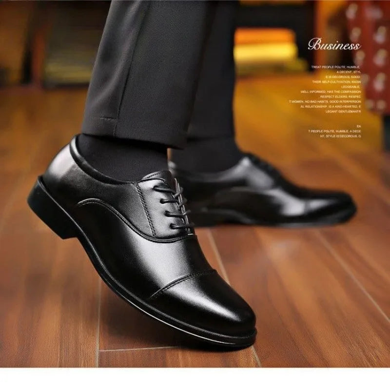 Men's Business Leather Shoes Trendy Slip-on Formal Shoes Men 2025 New Office Derby Shoes for Men Black Leather Social Shoe Male
