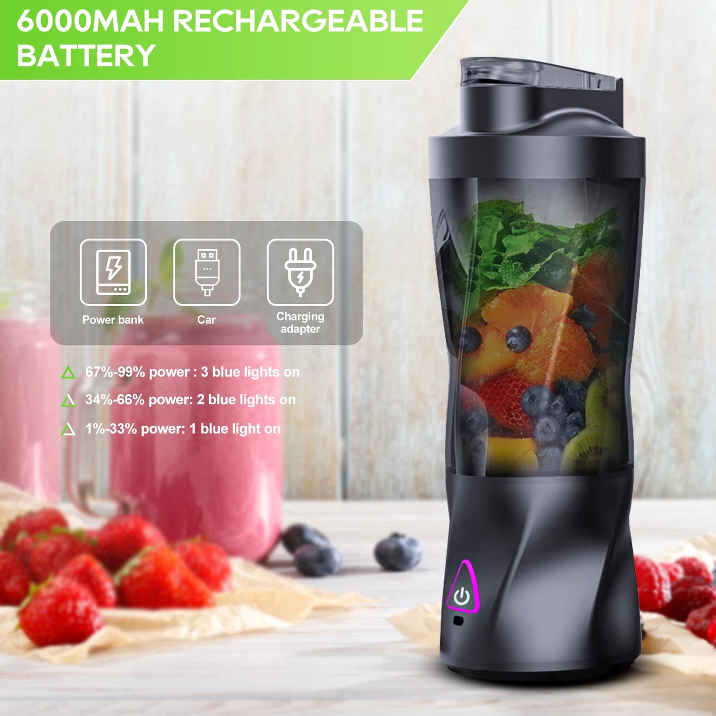 Portable Blender Electric Juicer Fruit Mixers USB Rechargeable Smoothie Mini Blender Multifunction Juice Maker For Use In Homes.