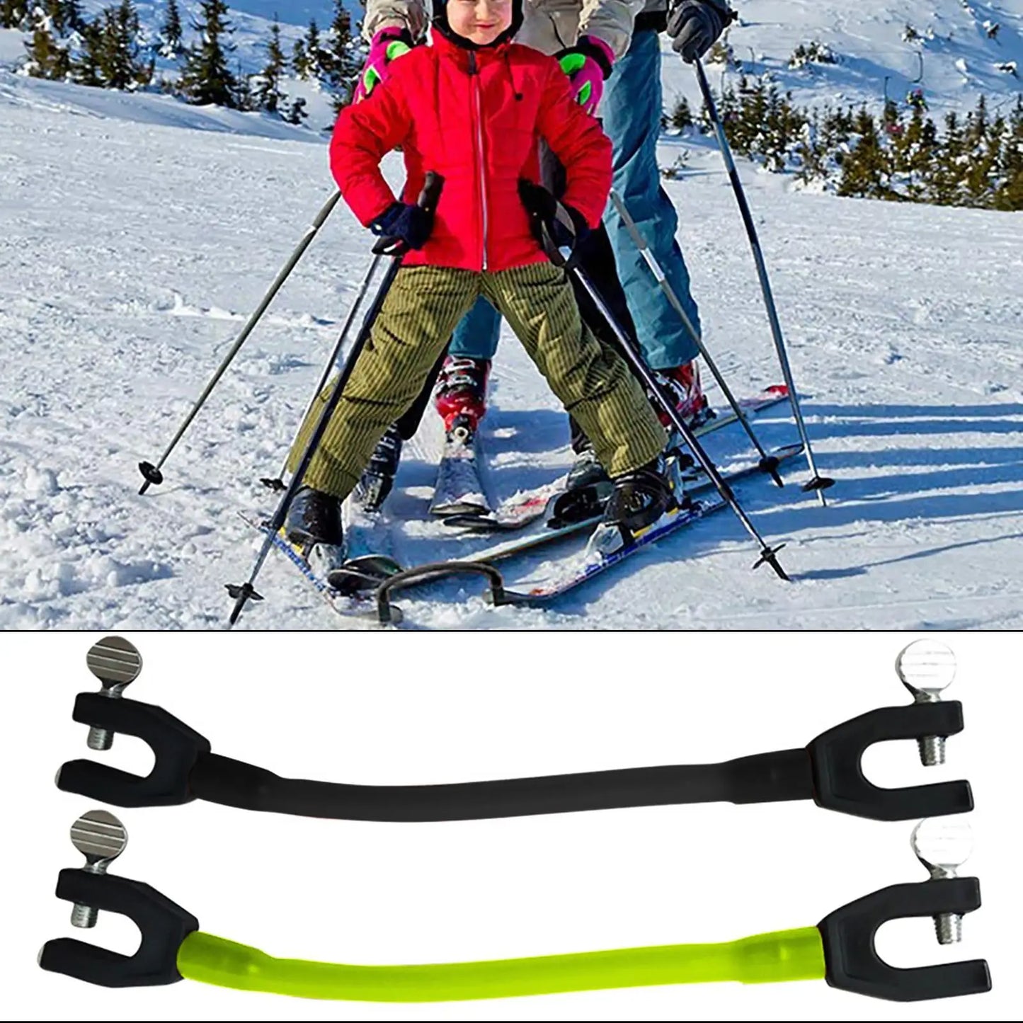 Snowboard Connector Stainless Steel Ski Trainer Easy Snow Ski Training Tools Ski Practice Aid for Beginners Kids Adults