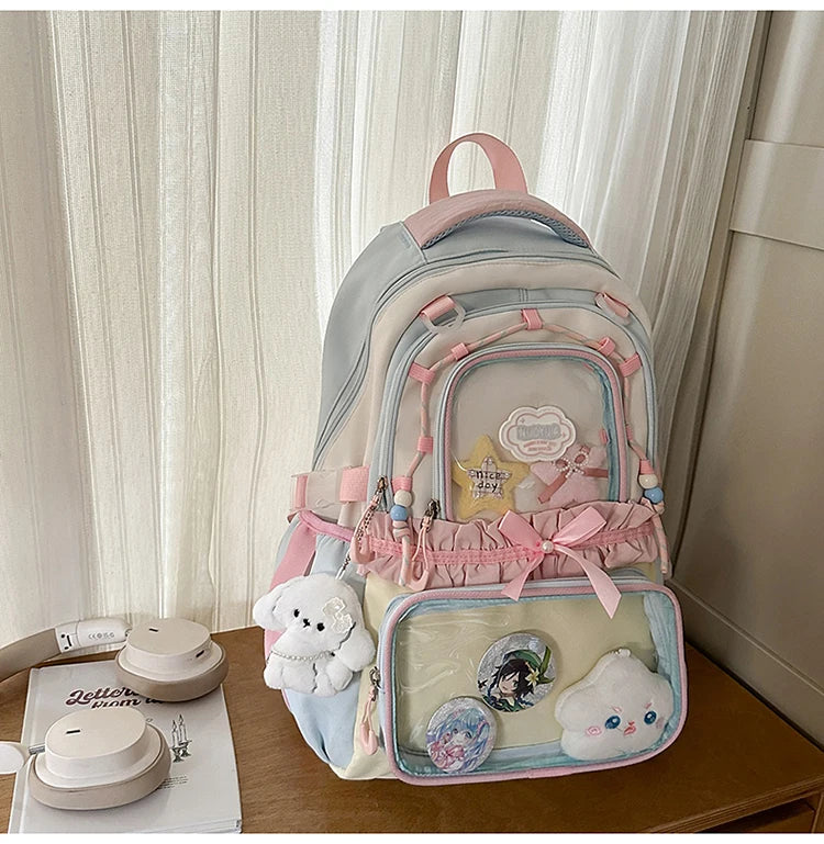 Large Capacity Children's School Bag Set for Girls Primary And Middle School Double Shoulder Backpack Sweet College Style