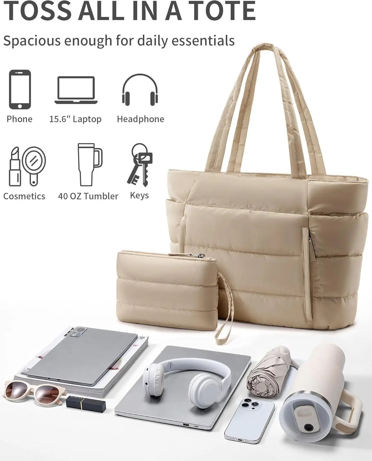 Women Tote bag large-capacity shoulder bag multi-functional travel toiletry makeup bag