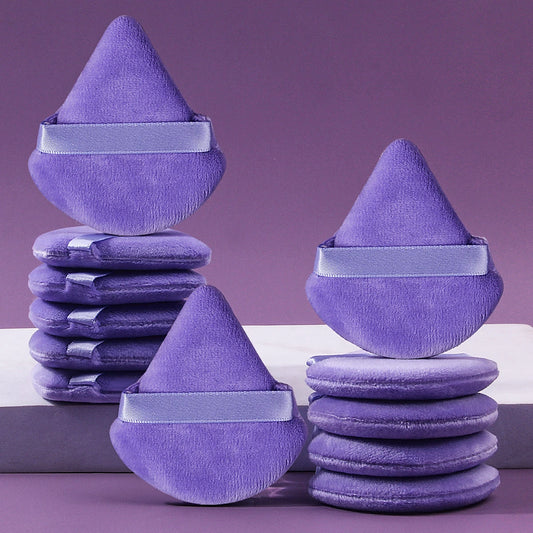 12PCS purple soft fan-shaped sponge powder puff, a special makeup tool for dry and wet use without powder sticking