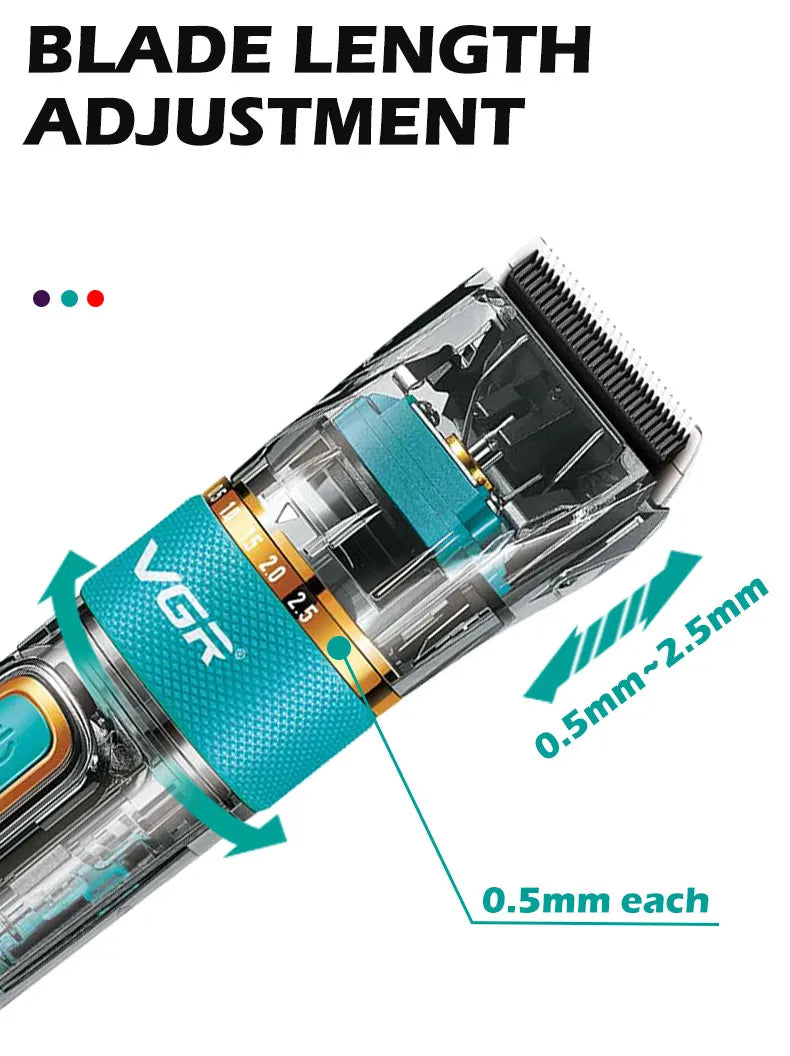 Original VGR Professional Hair Trimmer Cordless Barber Hair Clipper For Men Washable Beard Hair Cutting Machine Rechargeable Set