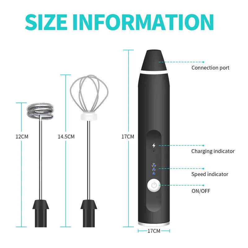 Mini Electric Handheld Milk Frother Electric Blender with USB Electrical Maker Whisk Mixer for Milk Frother Cappuccino