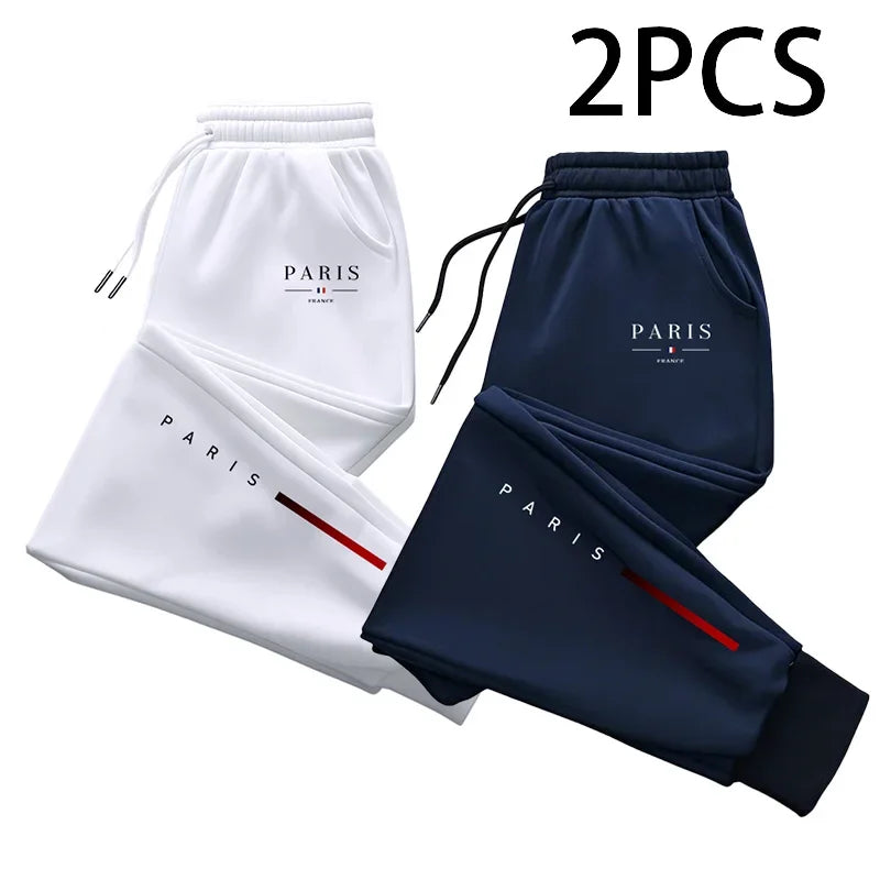 2 in 1 Sweatpants for Man Fall Winter Daily Casual Sporty Jogger Pants Paris Fashion Print Trousers Home Outdoor Comfort Bottom