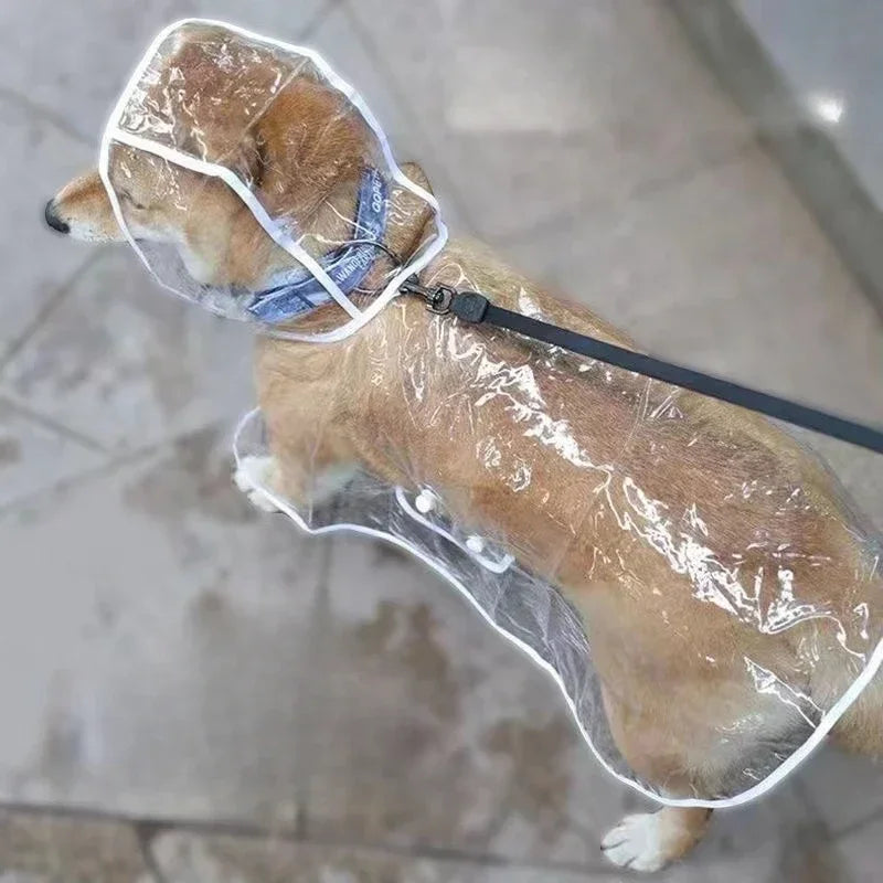 Pet Dog Puppy Transparent Rainwear Raincoat Pet Hooded Waterproof Jacket Clothes Soft PVC Small Dogs Raincoat Puppy Rain Poncho