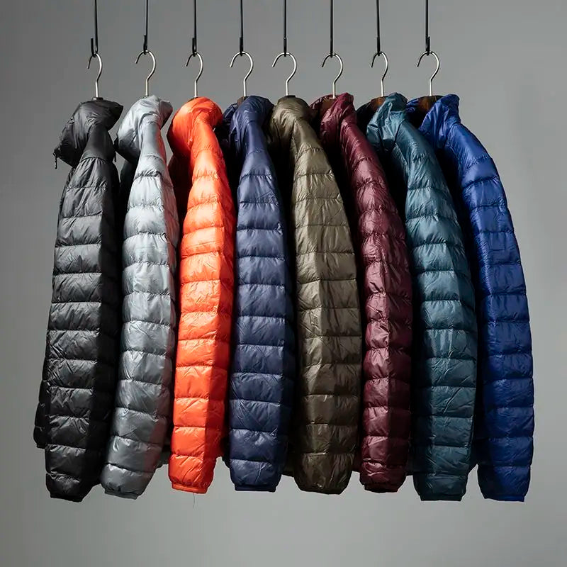 Portable Lightweight Short down Jacket for Men Autumn Winter Cotton Padded Stand Collar Casual Warm Elderly Friendly Outerwear