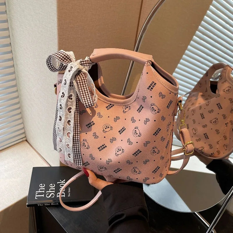 Popular bags for women, new fashionable French printed armpit tote bag, minimalist handbag, diagonal cross bag