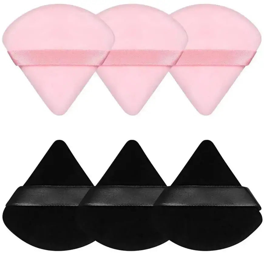 3/5/6PCS Triangle Powder Puffs - Air-Soft Velvet for Loose & Liquid Makeup, Hypoallergenic & Travel-Friendly