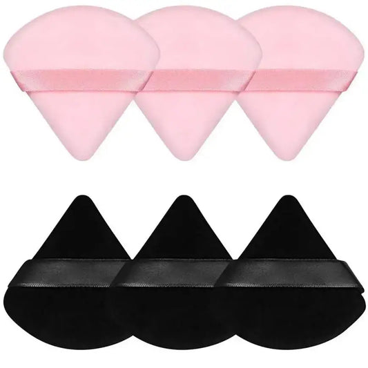 3/5/6PCS Triangle Powder Puffs - Air-Soft Velvet for Loose & Liquid Makeup, Hypoallergenic & Travel-Friendly