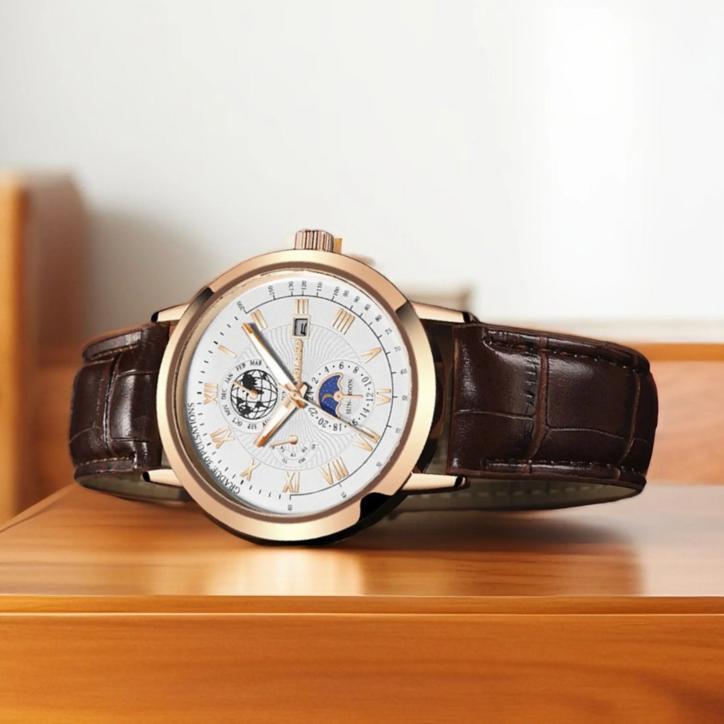 Men watches Wholesale Earth Date Wristwatches Leather Strap Quartz Watches for Men cheap men watch