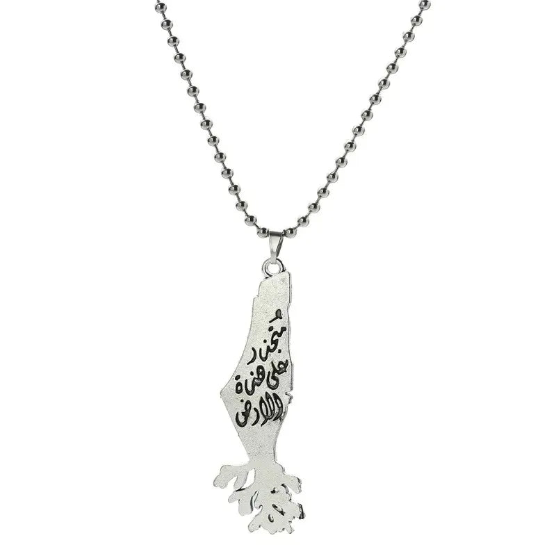 Palestine Country Map Flag Pendant Necklace for Men Women Stainless Steel Necklaces Jewelry Gifts