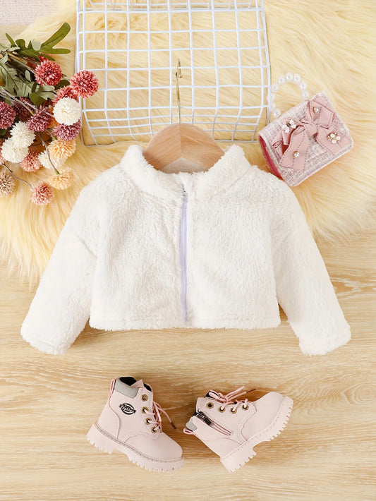 Winter Windproof Plush Jacket Fashionable Baby Girl Autumn And Winter Warm Coat Warm Comfortable And Cute Zipper Shirt