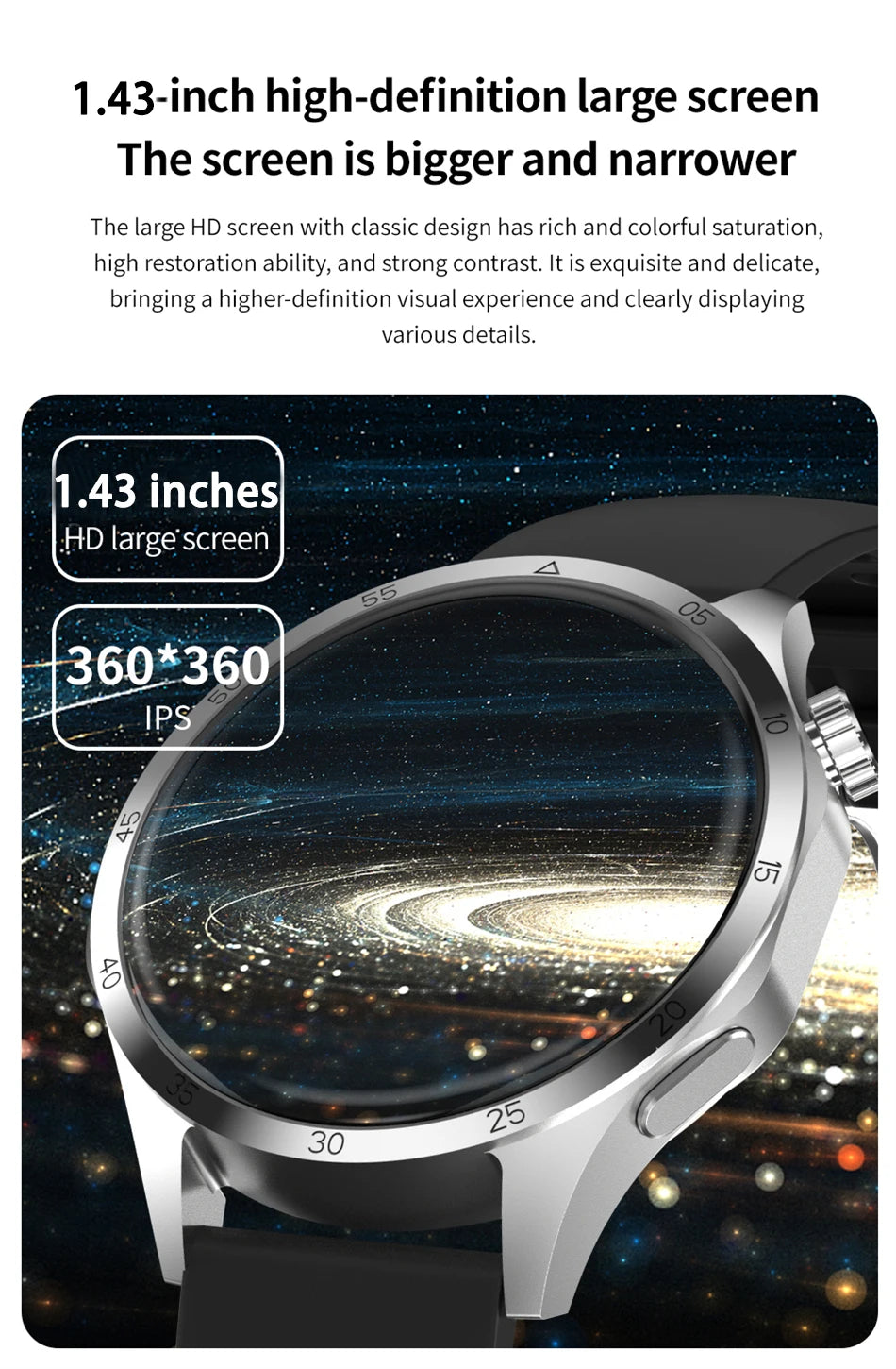 2025 New Men Watch 4 Pro 1.43 inch 360*360 AMOLED HD Screen Bluetooth Call Health Monitoring Men Watch Men For Android IOS clock