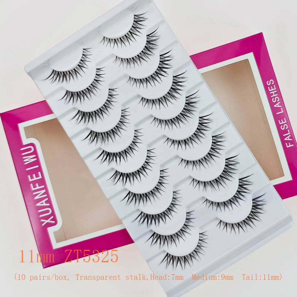 Xuanfeiwu Natural Short Style No-Makeup Look Sparse Full-Strip Ultra-Natural Realistic One-Piece Natural-Looking False Eyelashes DIY Self-Application Beginner Light Makeup Eyelashes