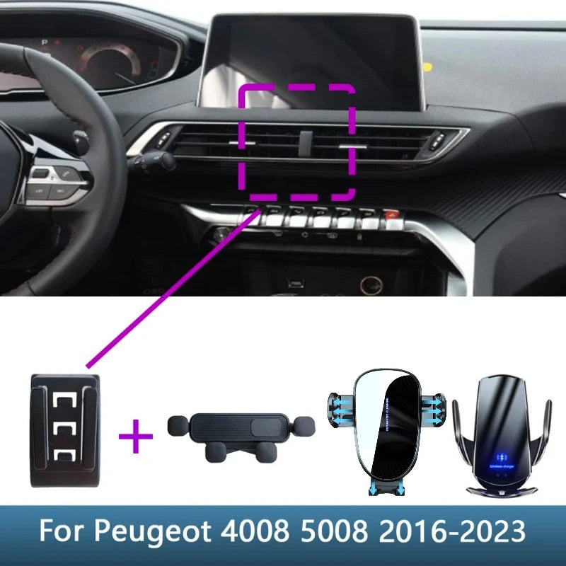 Car Phone Holder Wireless Charging Accessories For Peugeot 4008 2016 2017 2018 -2023 Space Wagon 5008 T87 2017-2023