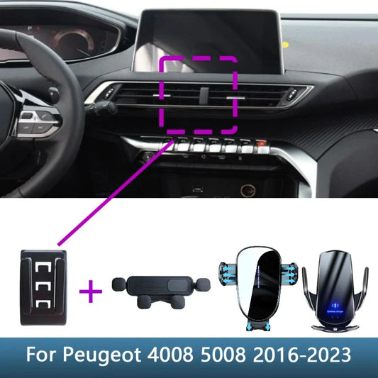 Car Phone Holder Wireless Charging Accessories For Peugeot 4008 2016 2017 2018 -2023 Space Wagon 5008 T87 2017-2023