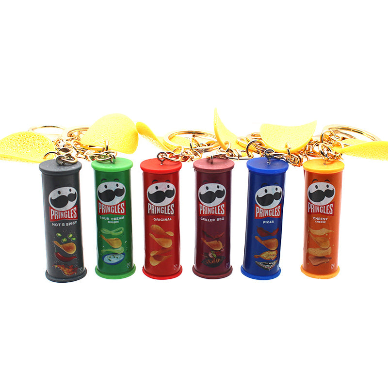 1PC Imitation Pringles Potato Chip Key Chain Bucket Snack Pizza Potato Chip Pendant Bag Hanging Gift