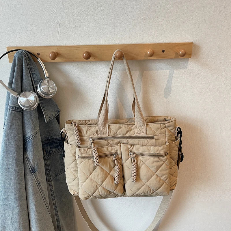 Large capacity Tote Bags for Women Shoulder Side Bag Fashion Space cotton Shopping Bags Multi-pocket Messenger Bag Lady Handbags