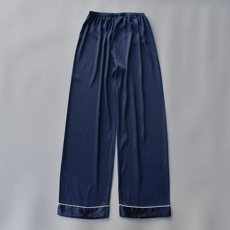 Pajama Pants For Women Silk Satin Trousers Stripes Thin Loose Plus-size Ice Home Pants Night Wears Sleep Bottoms For Female