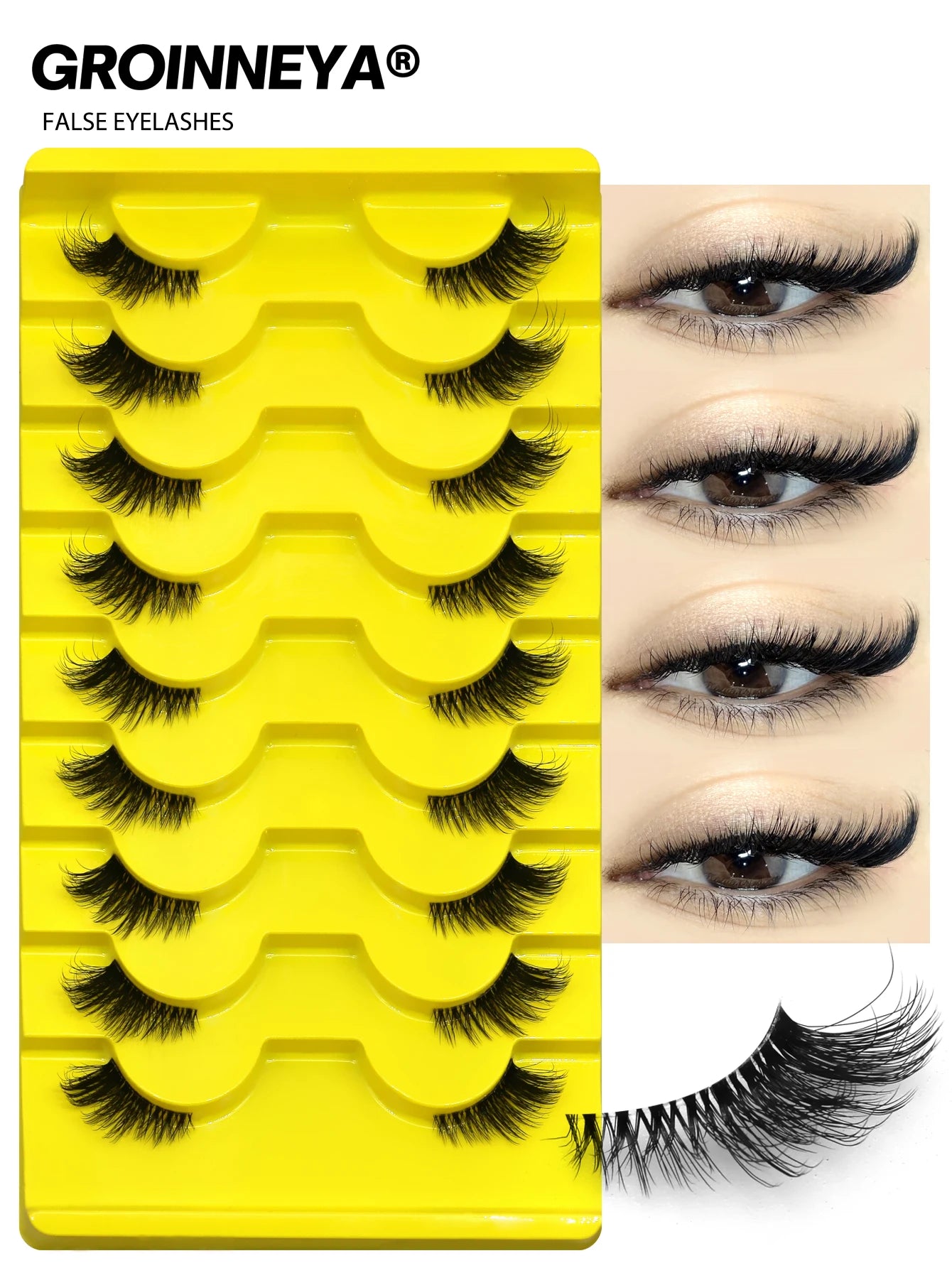 Veltrinay Half Lashes Natural Fake Lashes Wispy Cat Eye Lashes Clear Band Accent Short False Eyelashes Makeup