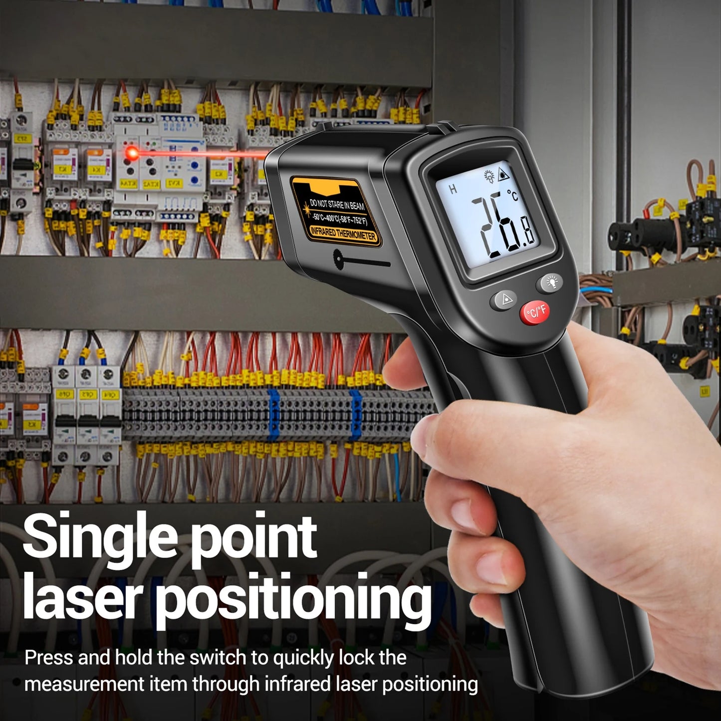 ANENG TH201 Digital Infrared Thermometer Gun Non-Contact Laser Thermometer High Accuracy Industrial Infrared Thermometer