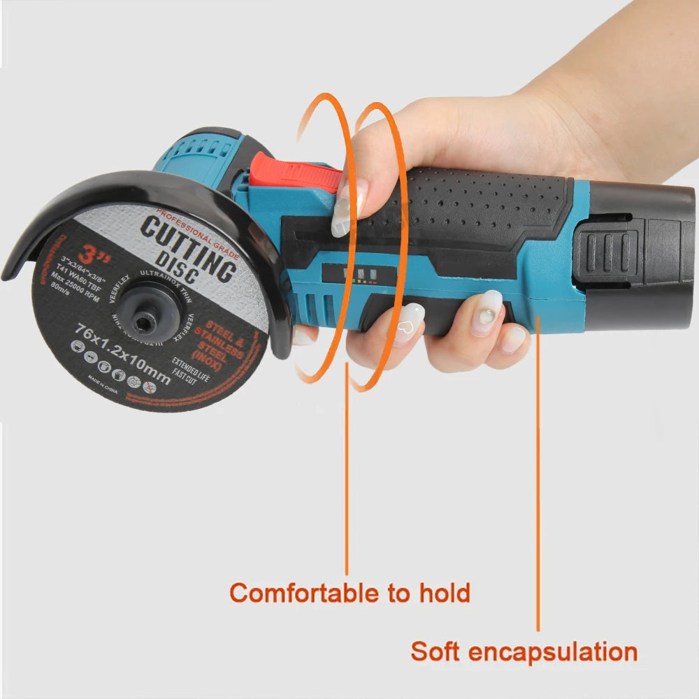 Cordless Electric Grinder 19500rpm Handheld Polishing Grinding Machine Diamond Cutting Power Tool 12V Battery Rechargeable