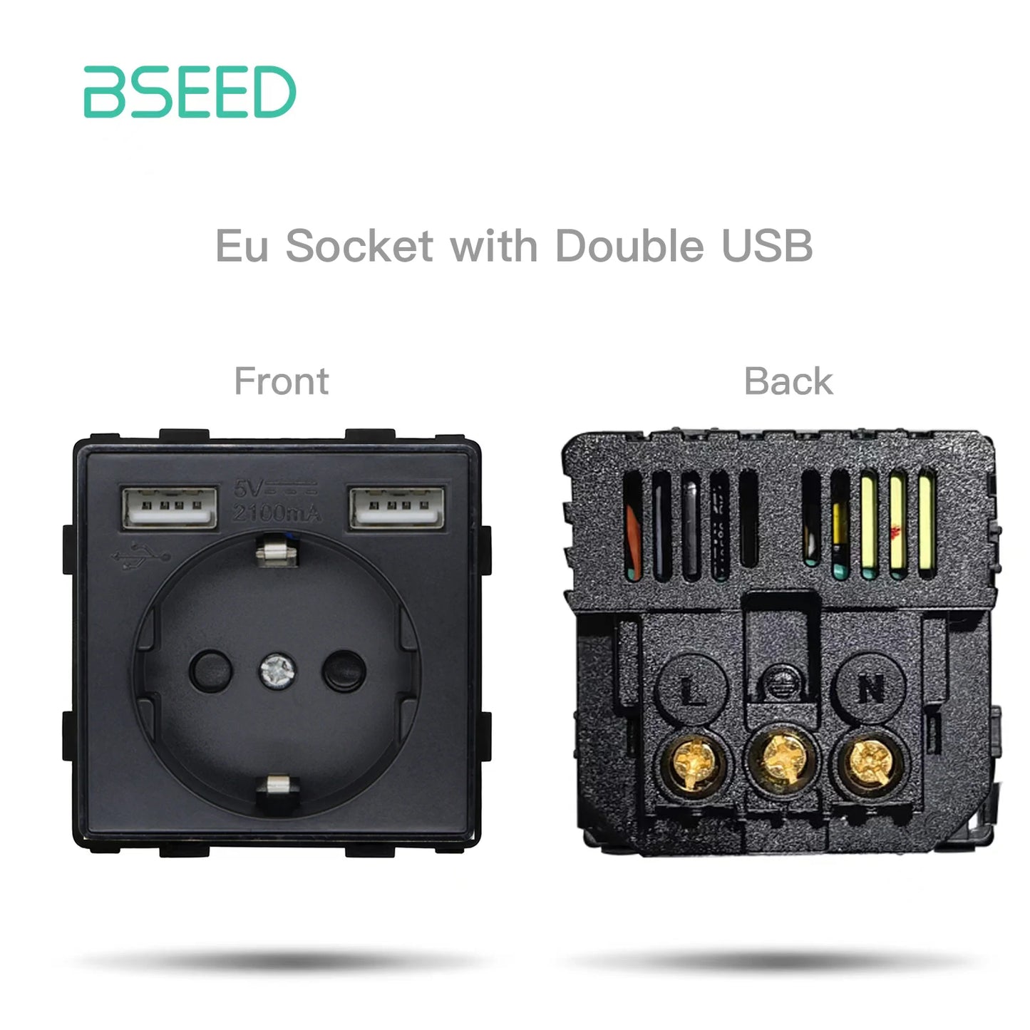 BSEED Glass Frame Panel Single Double Frames Wall Socket Part Triple Four Frames DIY Part with Metal Frames USB TYPE-C Socket