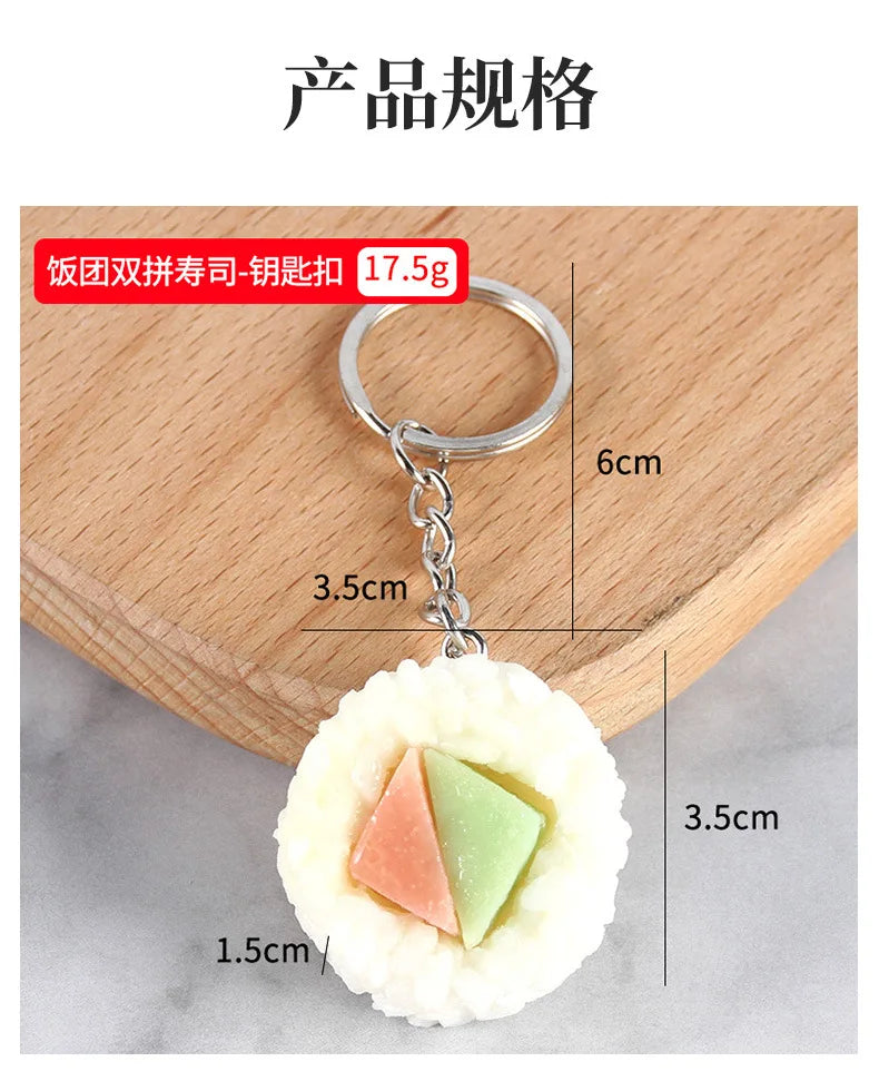 Stall wholesale key chain Japanese fake salmon sushi roll simulation food key chain pendant creative gift food play model K4920