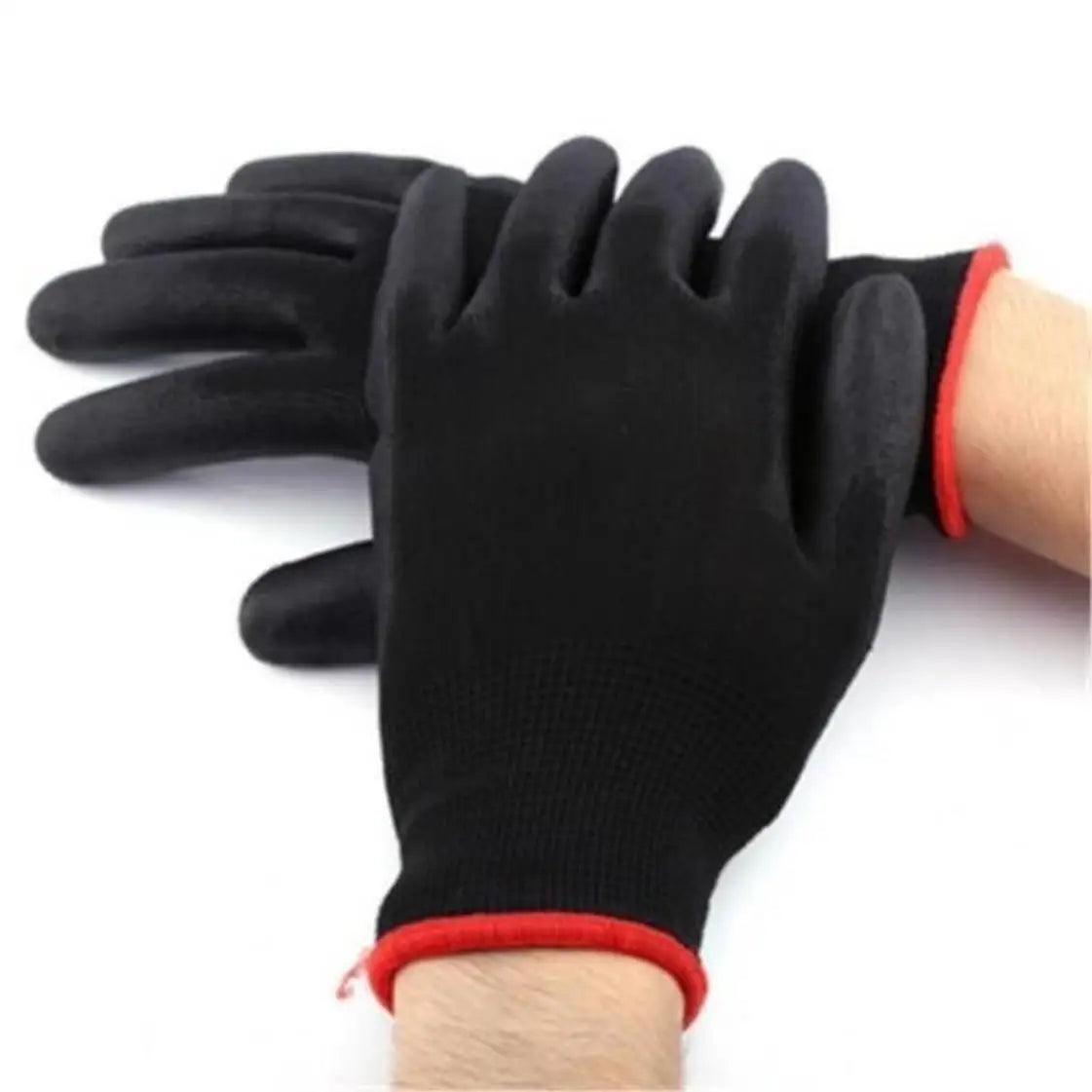 A set of breathable nylon garden work gloves, without PU coating and silicone, not waterproof, used for excavation and planting